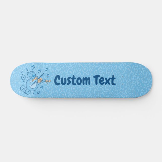 Blaue Katze mit Violin-Skateboard Skateboard (Horizontal)