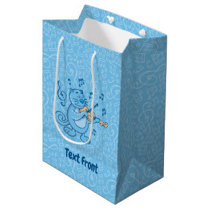 Blaue Katze mit Violine Kleine Geschenktasche Mittlere Geschenktüte