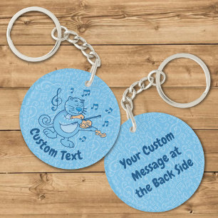 Blaue Katze mit Violine-Schlüsselanhänger Schlüsselanhänger