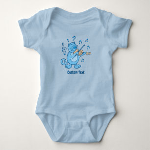 Blaue Katze mit Violine-T - Shirt