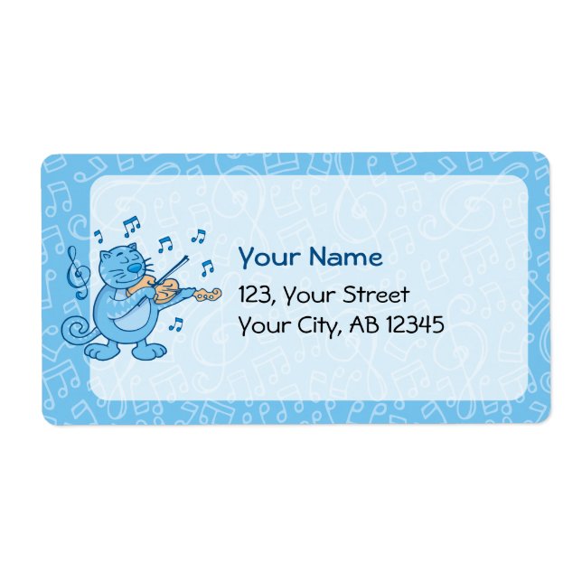 Blaue Katze mit Violinetikett (Vorne)