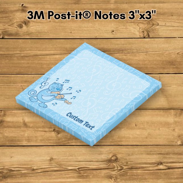Blaue Katze mit Violinnoten Post-it Klebezettel (Von Creator hochgeladen)