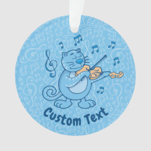 Blaue Katze mit Violinverzierung Ornament