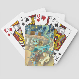 Blaue Katze und blaue Maus Spielkarten