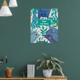 Blaue Katzen & Äste Beste Katze Mama Poster