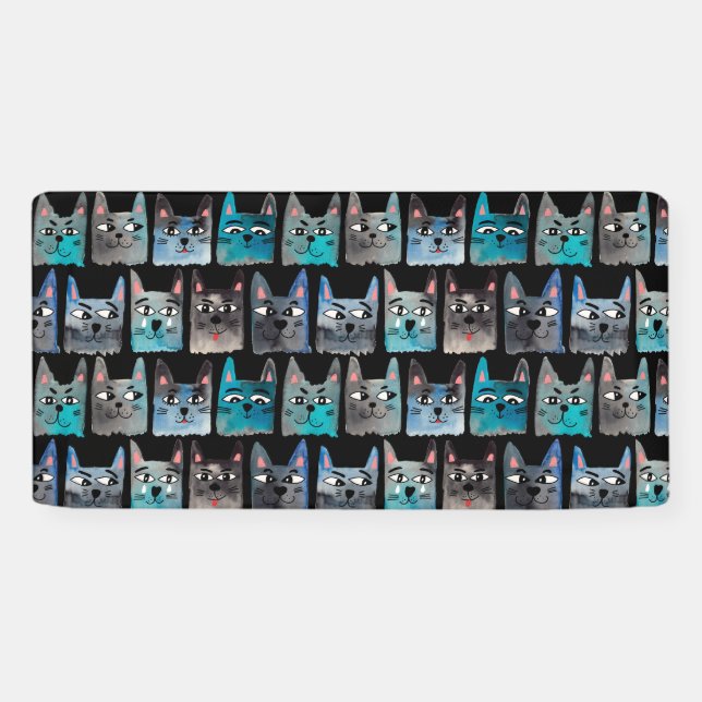 Blaue Katzen Banner (Horizontal)
