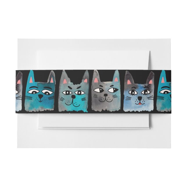 Blaue Katzen Einladungsbanderole (Vorderseite Beispiel)