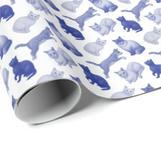 Blaue Katzen Geschenkpapier