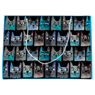Blaue Katzen Große Geschenktüte