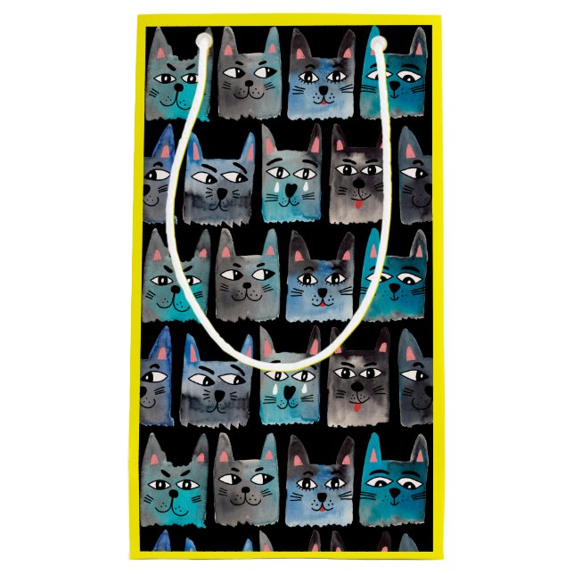 Blaue Katzen Kleine Geschenktüte (Vorderseite)