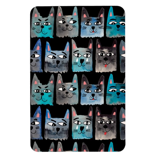 Blaue Katzen Magnet (Vertikal)