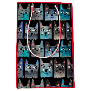 Blaue Katzen Mittlere Geschenktüte