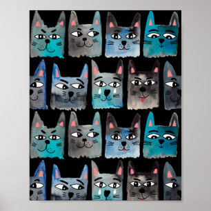 Blaue Katzen Poster