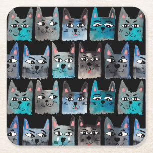Blaue Katzen Rechteckiger Pappuntersetzer