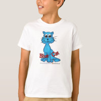 Blaue Katzen-T - Shirt vom roten Katzen-Buch