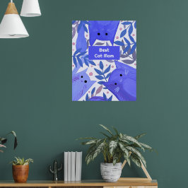 Blaue Katzen und Äste Beste Katze Mama Poster