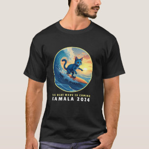 Blaue Katzen Wave for Kamala Funny Cat Lady Harris T-Shirt