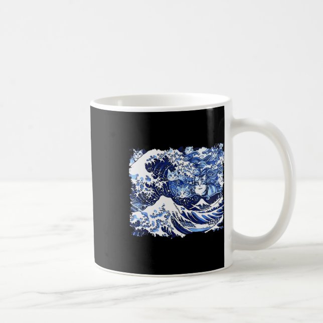 Blaue Katzen wellen auf Kamala Funny Cat Lady Kaffeetasse (Rechts)