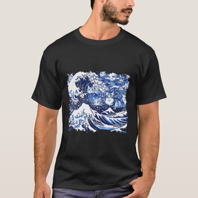 Blaue Katzen wellen auf Kamala Funny Cat Lady T-Shirt (Vorderseite)