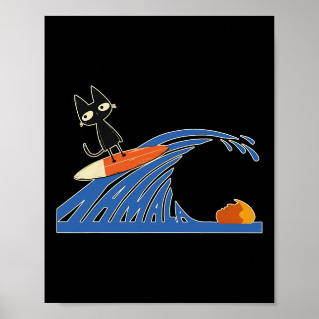 Blaue Katzen Wellen für Kamala Katzen Funny Poster (Vorne)