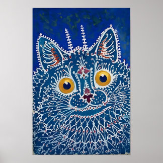 Blaue Katzenaufdruck Poster