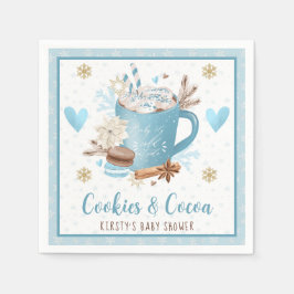 Blaue Kekse und Kakao-Babydusche Serviette