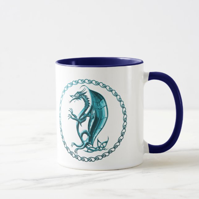 Blaue keltische Drache-Kaffee-Tasse Tasse (Rechts)