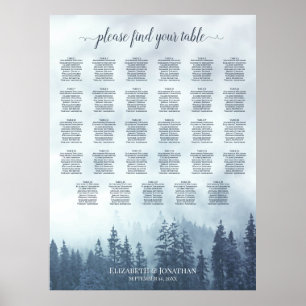 Blaue Kieferntannen Hochzeitstischordnung für 29 T Poster