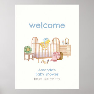 Blaue Kinderzimmer-Spielzeuge Huhn Baby Shower Wil Poster