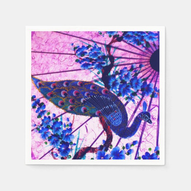Blaue Kirschblüten Serviette (Vorderseite)