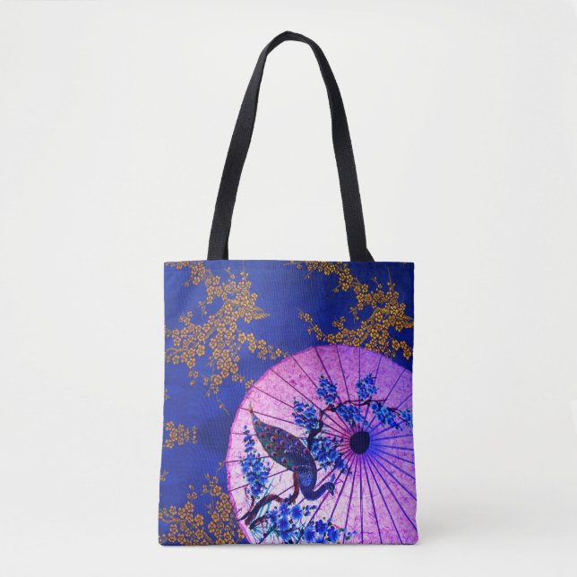 Blaue Kirschblüten Tasche (Vorderseite)