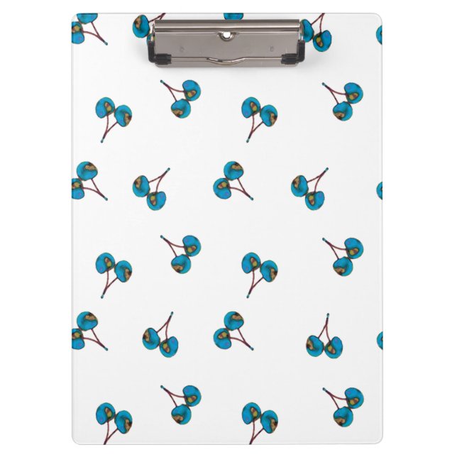 Blaue Kirsche Muster Klemmbrett (Vorderseite)