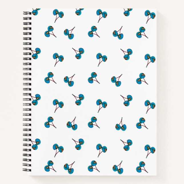 Blaue Kirsche Muster Notizbuch (Vorderseite)