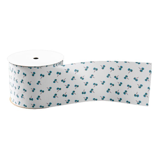 Blaue Kirsche Muster Ripsband (Spule)