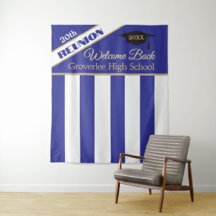 Blaue Klassentreffen-Foto-Hintergrunddekoration Wandteppich