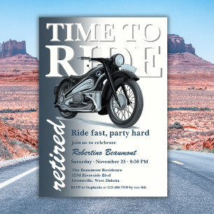 Blaue klassische Motorradfahrt Schnelle Ruhestands Einladung
