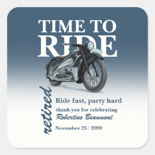 Blaue klassische Motorradfahrt Schnelle Ruhestands Quadratischer Aufkleber