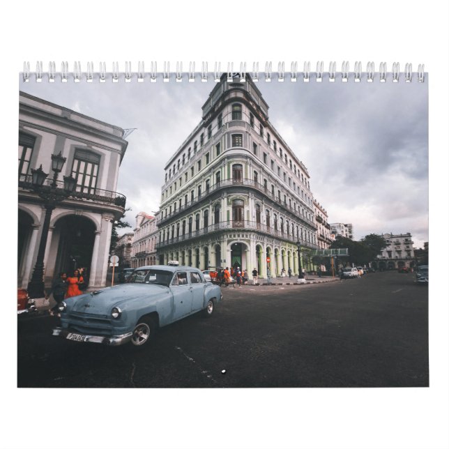 Blaue klassische Oldtimer-Stadtansicht Kalender (Titelbild)