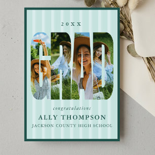 Blaue klassische Streifen-Foto-Abschlussankündigun Einladung