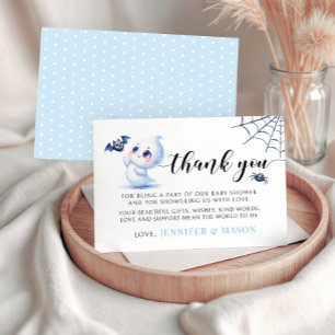 Blaue kleine Boo-Baby-Geist-Dusche Dankeskarten RSVP Karte