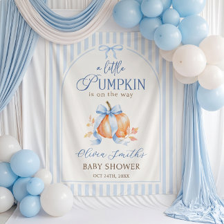 Blaue kleine Kürbis-Baby-Party-Hintergrund-Tapete Wandteppich