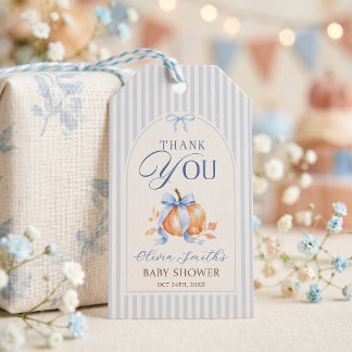Blaue kleine Kürbis-Herbst-Baby-Party-Geschenkanhä Geschenkanhänger