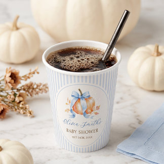 Blaue kleine Kürbis-Herbst-Baby-Party-Papierbecher Pappbecher