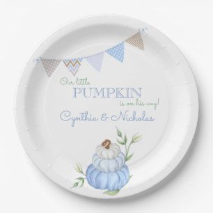 Blaue kleine Kürbisfeld-Junge-Baby-Party Pappteller