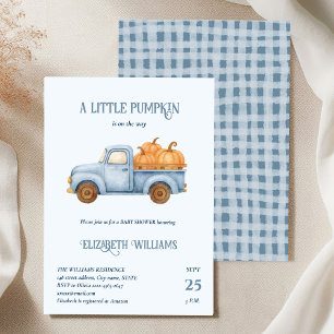 Blaue kleine Pumpkin Truck Baby Dusche minimalisti Einladung