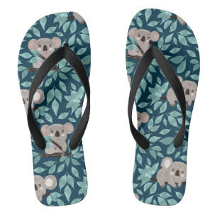 Blaue Koala-Bär-Flauschsandalen Flip Flops