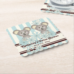 Blaue Koala-Zwilling-Jungen-Baby-Party / Kindergeb Untersetzer
