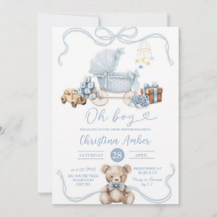Blaue Kokette-Babykutschen-Jungen-Shower Einladung
