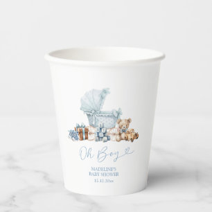 Blaue Kokette Babywagen Baby Shower Papiertassen Pappbecher