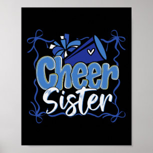 Blaue Kokette Pom Poms Schleife Cheer Schwester Ch Poster